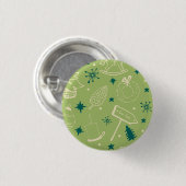 Groene achtergrond met kerstbomen, tekens, ster ronde button 3,2 cm (Voorkant /achterkant)