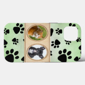 Groene achtergrond met poten, aangepaste huisdiere Case-Mate iPhone case (Achterkant (horizontaal))