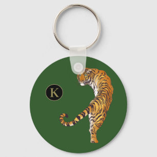 Groene achtergrond van Tiger Monogram Sleutelhanger