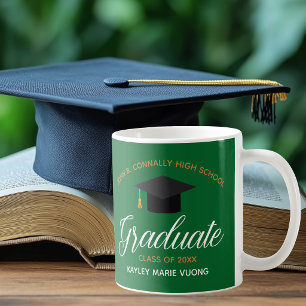 Groene afgestudeerde gepersonaliseerde afstuderen koffiemok