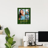 Groene afstudeerling 3 foto strepen goud glittersc poster (Thuiskantoor)