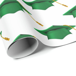 Groene Afstuderen Petten op wit Cadeaupapier