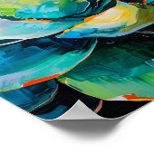 Groene Agave Cactus Zuidwest Schilderij Zwart Poster (Hoek)