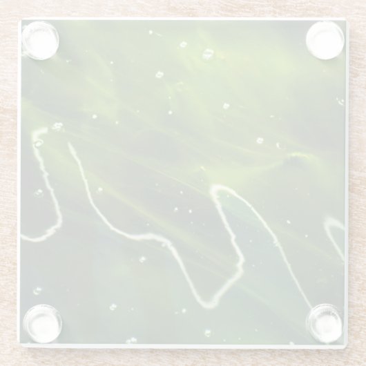 Groene algen en waterkusten glazen onderzetter (Achterkant)