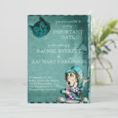  groene Alice in Wonderland Wedding Kaart (Staand voorkant)