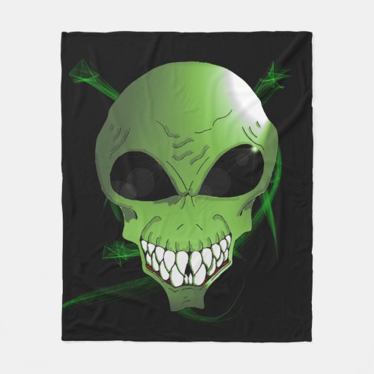 Groene Alien Custom Fleece Blanket Deken (Voorkant)