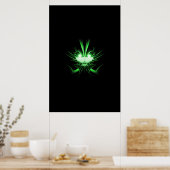 Groene Alien Dragon met gloeiende ogen Poster (Keuken)