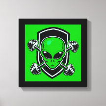 Groene Alien Gym opgespannen canvasprint