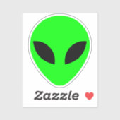 Groene Alien Head Custom-Cut Vinyl Sticker (Vel)