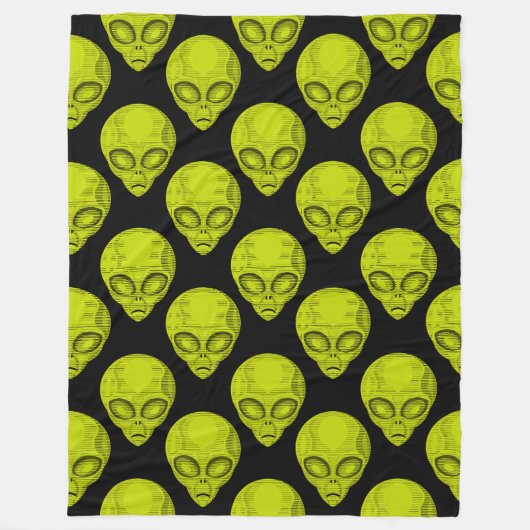 Groene Alien Head Fleece Deken (Voorkant)
