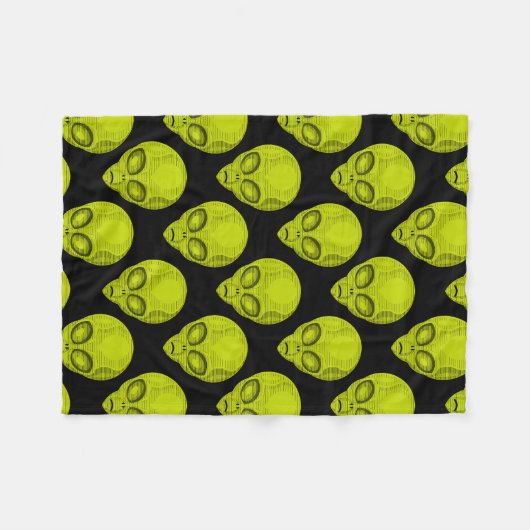 Groene Alien Head Fleece Deken (Voorkant (Horizontaal))