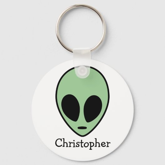 Groene Alien Head, speciaal aangepast Sleutelhanger (Voorkant)