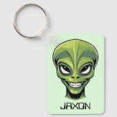 Groene Alien Head, speciaal aangepast Sleutelhanger (Voorkant)