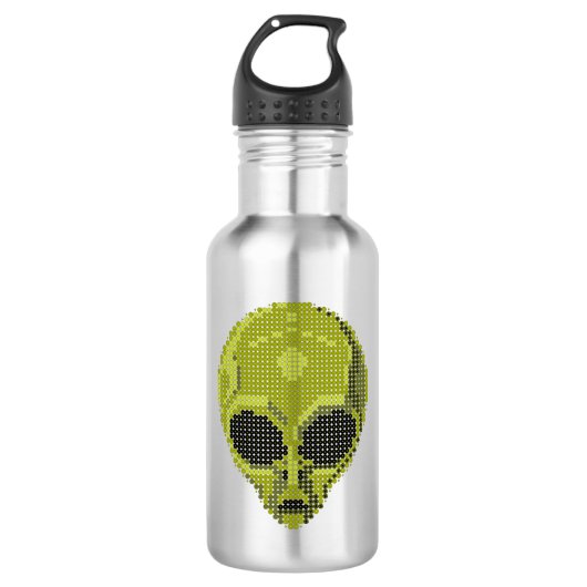 Groene Alien Hoofd Custom Waterfles (Voorkant)