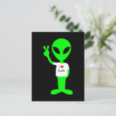 Groene Alien: "I Love Earth" Briefkaart (Staand voorkant)