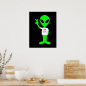 Groene Alien: "I Love Earth" Poster (Keuken)