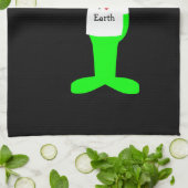 Groene Alien: "I Love Earth" Theedoek (Gevouwen)