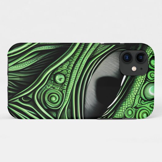 Groene Alien met Degeneratieve Lijnen Achtergrond Case-Mate iPhone Case (Achterkant (horizontaal))