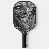 Groene Alien met Degeneratieve Lijnen Achtergrond Pickleball Paddle (Achterkant)