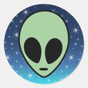 Groene Alien Ronde Sticker