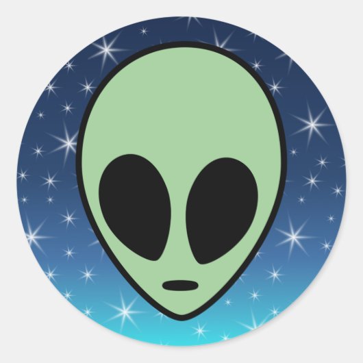 Groene Alien Ronde Sticker (Voorkant)