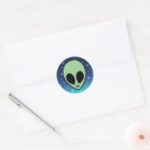 Groene Alien Ronde Sticker (Envelop)