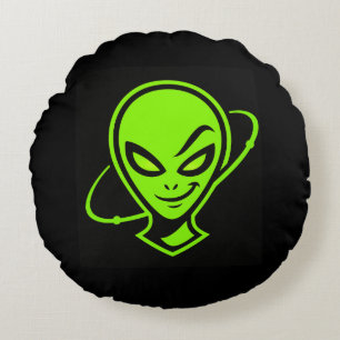 Groene Alien Veel Succes Rond Kussen