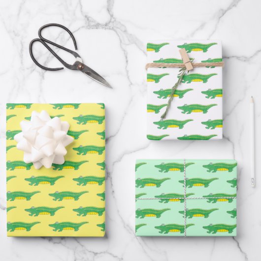 Groene alligator Krokokodil Dierendruk Inpakpapier Vel (Voorkant)