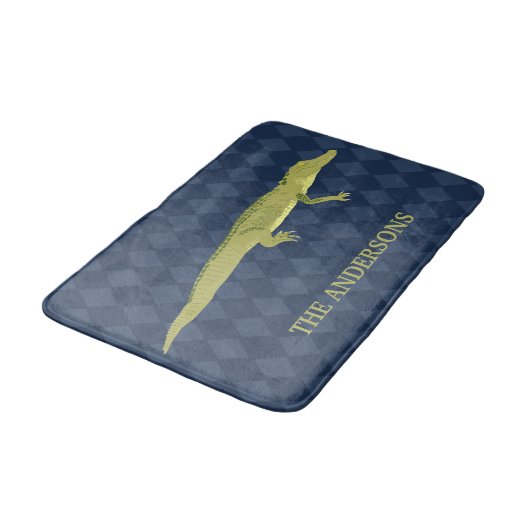 Groene Alligator Realistisch Grafisch Gepersonalis Badmat (Gekanteld)