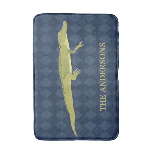 Groene Alligator Realistisch Grafisch Gepersonalis Badmat (Voorkant Verticaal)