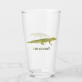 Groene Alligator Realistisch Grafisch Gepersonalis Glas (Achterkant)