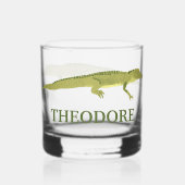Groene Alligator Realistisch Grafisch Gepersonalis Whisky Glas (Voorkant)
