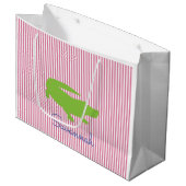 Groene Alligator Roze Streep NAAM Preppy Kleurrijk Groot Cadeauzakje (Voorkant Gekanteld)