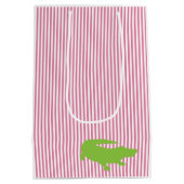Groene Alligator Roze Streep Preppy Kleurrijke Ple Medium Cadeauzakje (Achterkant)
