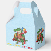 Groene Alligator Superheld Verjaardagsfeest Bedankdoosjes (Voorkant)