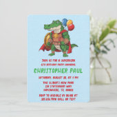 Groene Alligator Superheld Verjaardagsfeest Kaart (Staand voorkant)