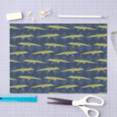 Groene Alligators, Navy Blue Diamond Pattern Tissuepapier (Craft)