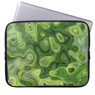 Groene Amoeba Patroon Abstracte Kunst Laptop Sleeve