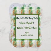 Groene ananas vrucht 21e verjaardagsuitnodiging kaart (Voorkant / Achterkant)
