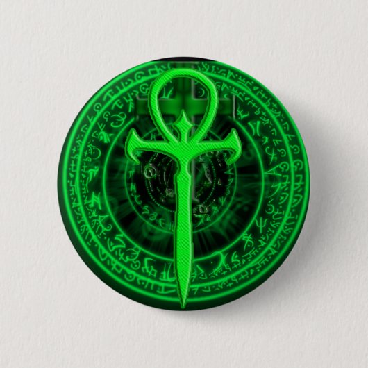 Groene ankh ronde button 5,7 cm (Voorkant)