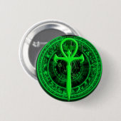 Groene ankh ronde button 5,7 cm (Voorkant /achterkant)