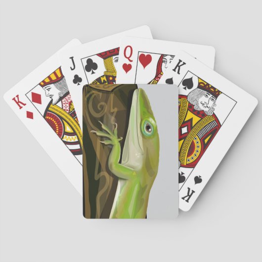 Groene Anolis Hagedis Pokerkaarten (Achterkant)
