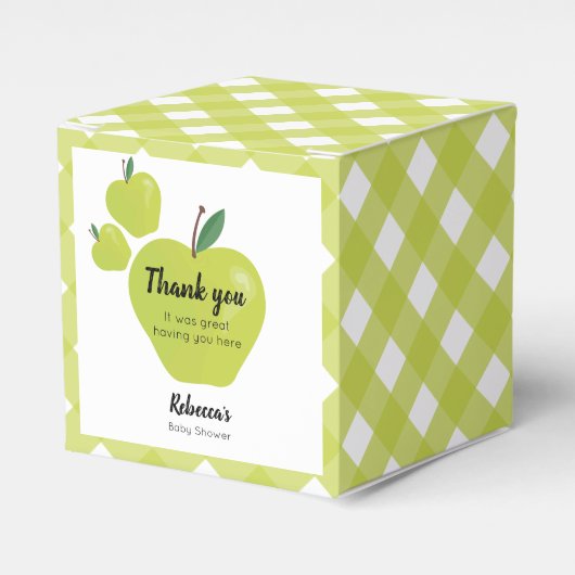 Groene appel baby shower bedankdoosjes (Voorkant Zijde)