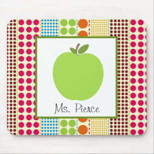 Groene appel / meerkleurige poka dots leraar muismat