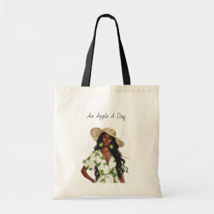 Groene appel oorbellen Zwart Vrouwelijk Tote Bag