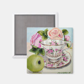 Groene appel & thee magneet (Voorkant / Achterkant)