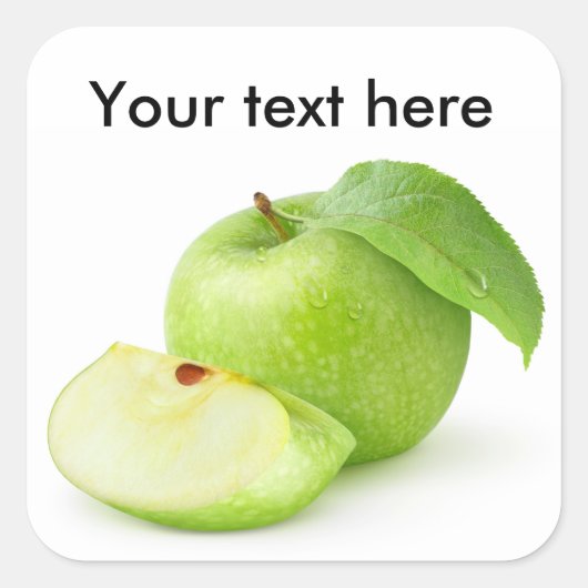 Groene appel vierkante sticker (Voorkant)