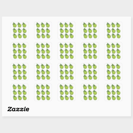 Groene appel vierkante sticker (Vel)