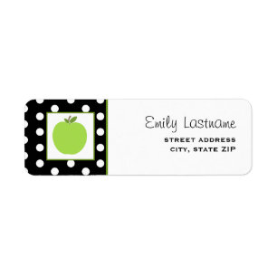 Groene appel / zwart met witte poolpunten etiket
