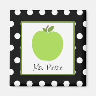 Groene appel / zwart met witte poolpunten magneet